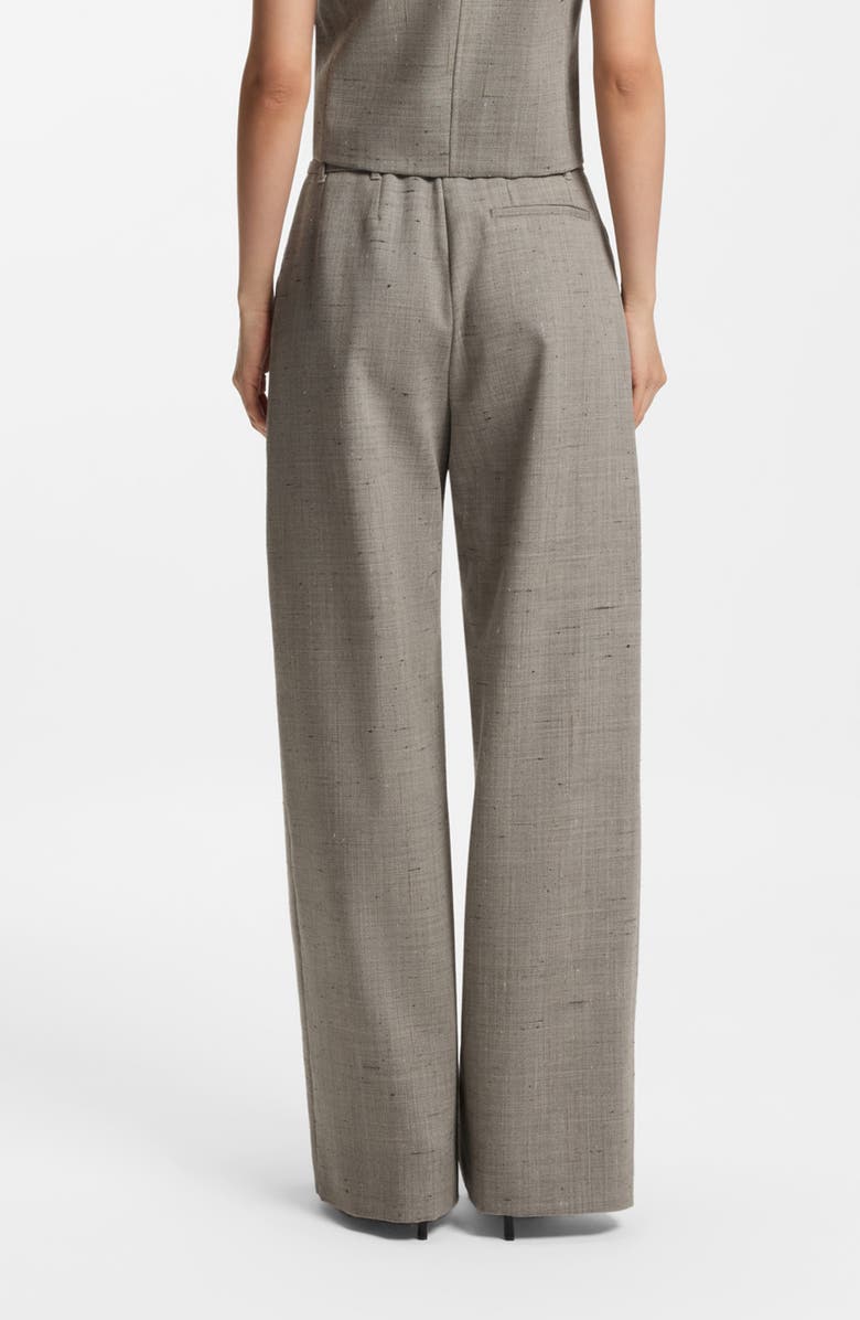 BOSS Tiana Belted High Waist Virgin Wool Blend Wide Leg Pants, Alternate, color, Pumice Wool Texture