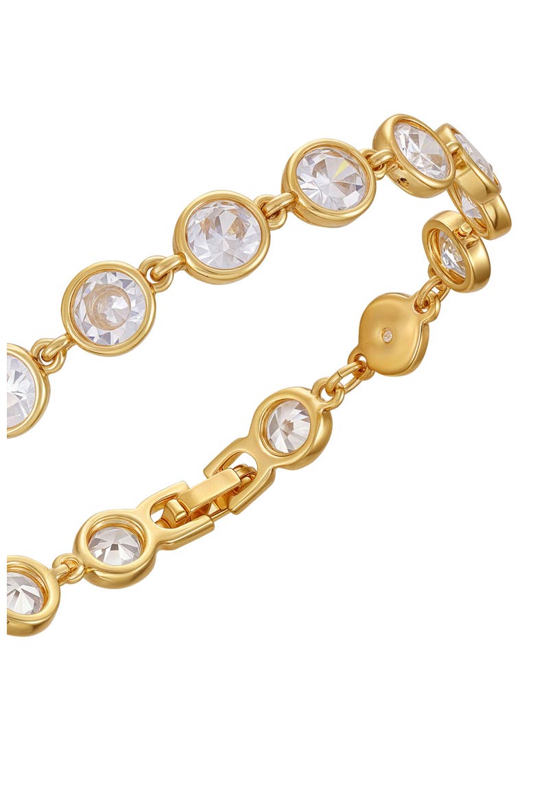 Cubic Zirconia Bezel Bracelet, Main, color, 14K Gold Plated