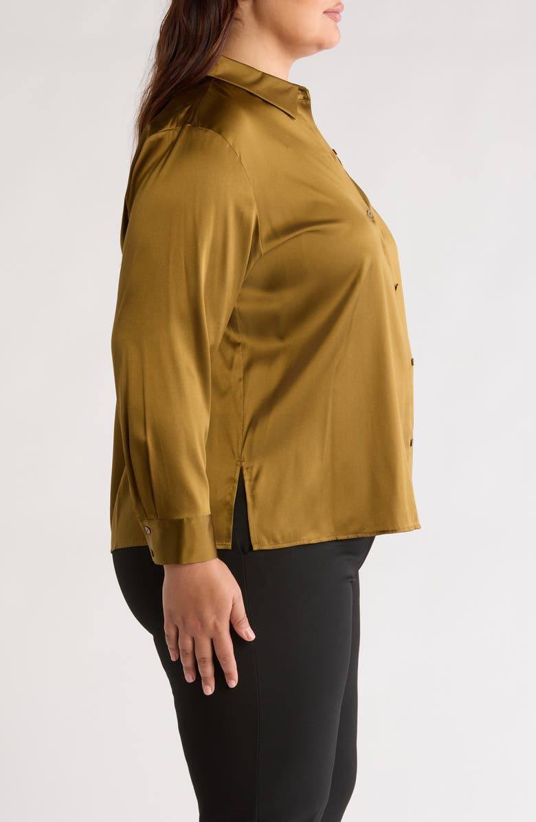 Eileen Fisher Classic Collar Stretch Silk Button-Up Shirt, Alternate, color,