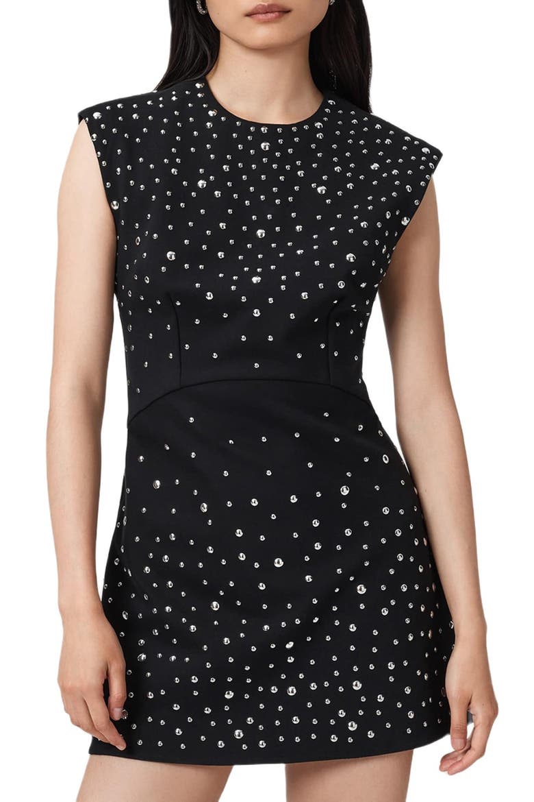Tamara Studded Minidress, Alternate, color, BLACK