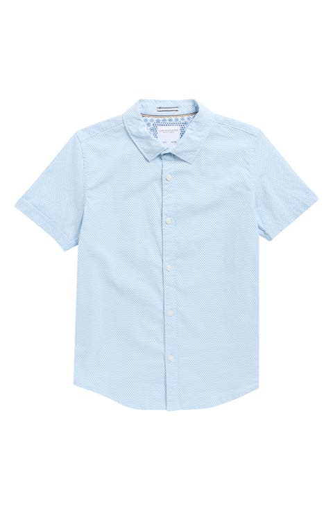 Kids' Polka Dot Short Sleeve Button-Up Shirt (Big Kid)