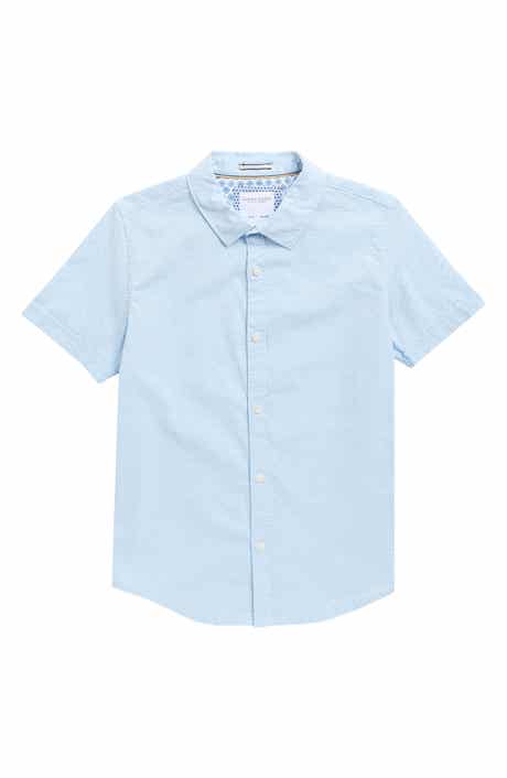 DENIM AND FLOWER Kids' Polka Dot Short Sleeve Button-Up Shirt