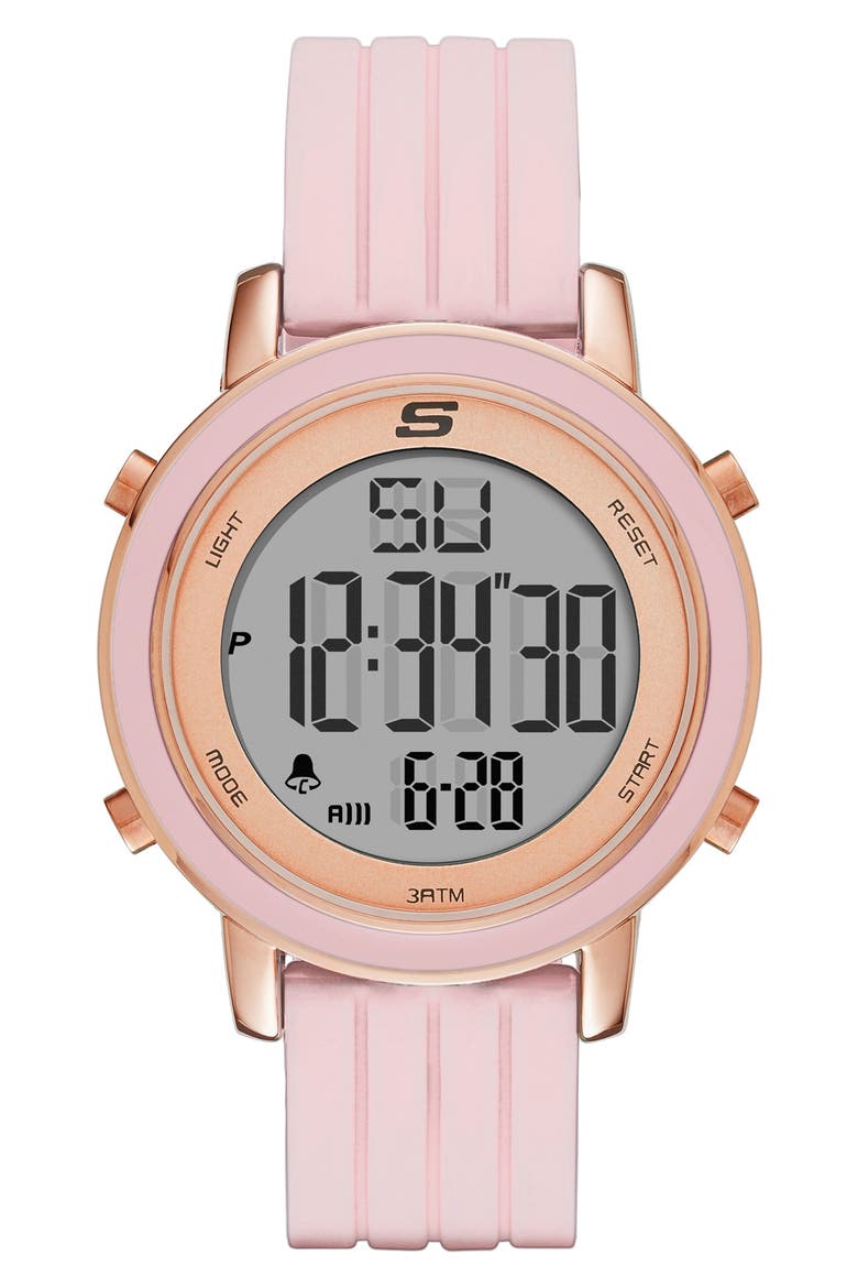 Westport Digital Silicone Strap Watch, Main, color, BLUSH/ PINK/ ROSE GOLD