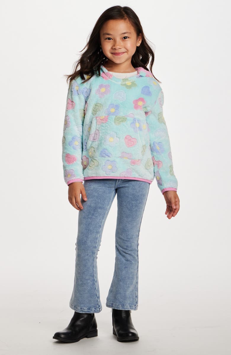 Andy & Evan Kids' Floral Plush Hoodie, Alternate, color, Aqua