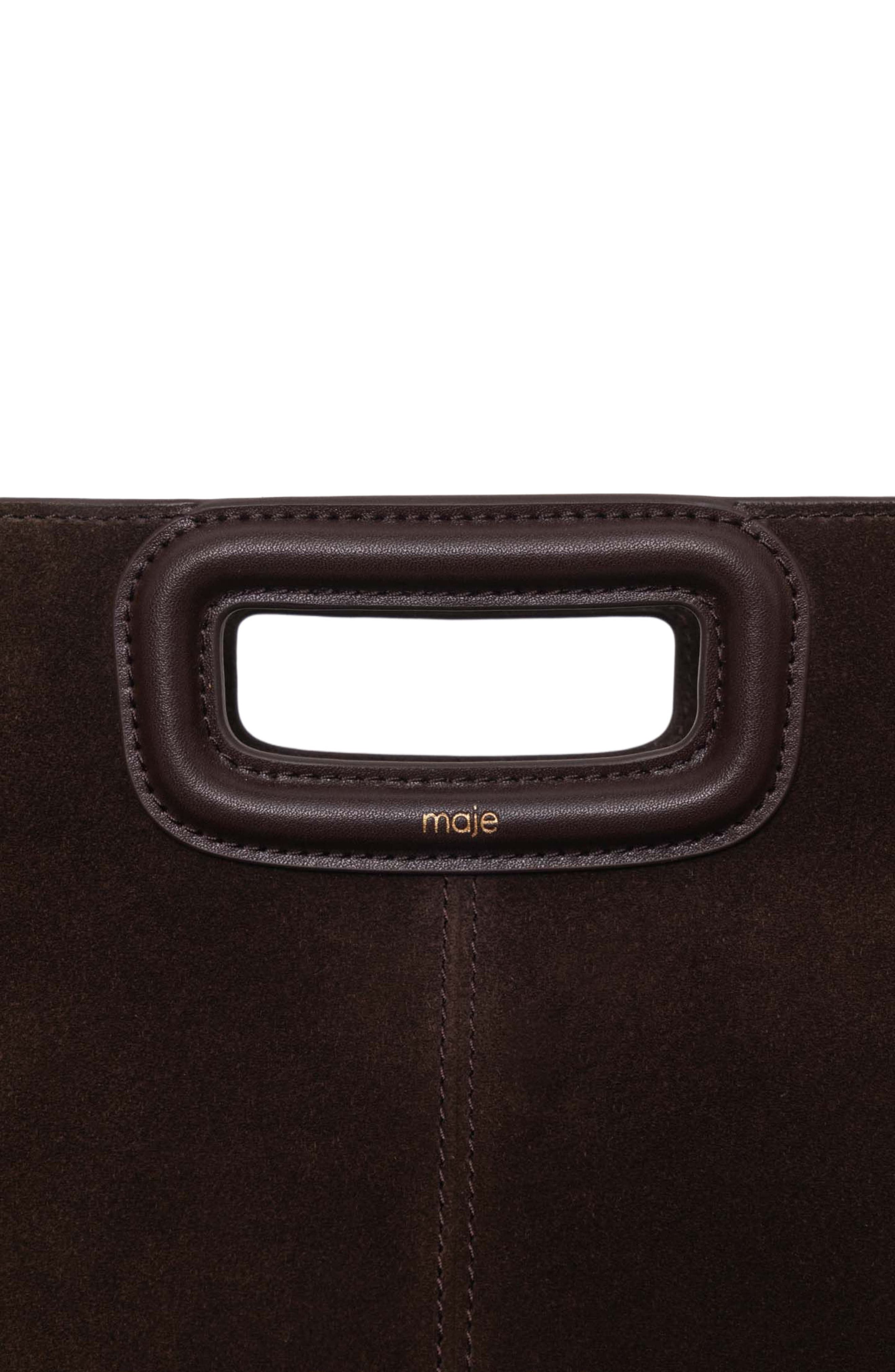Suede leather M bag, Alternate, color, Dark brown