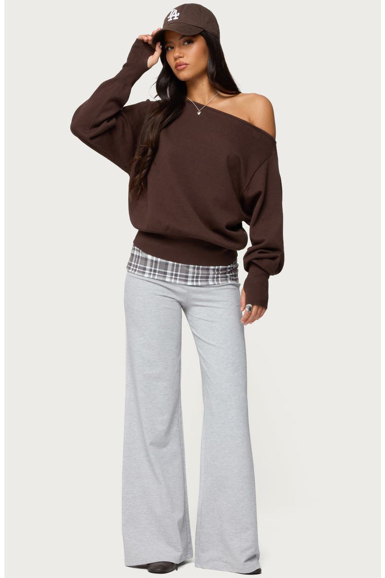 Kimmy Plaid Foldover Pants, Alternate, color, GRAY