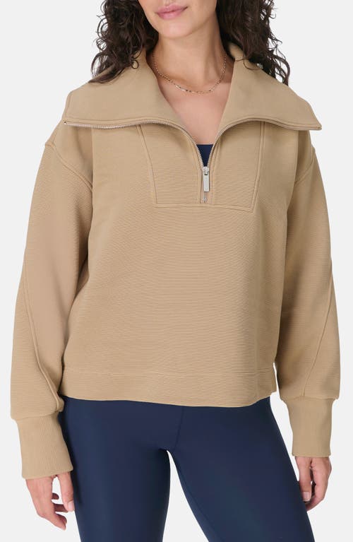 Sweaty Betty Peaceful Rib Half Zip Sweatshirt in Sepia Brown 