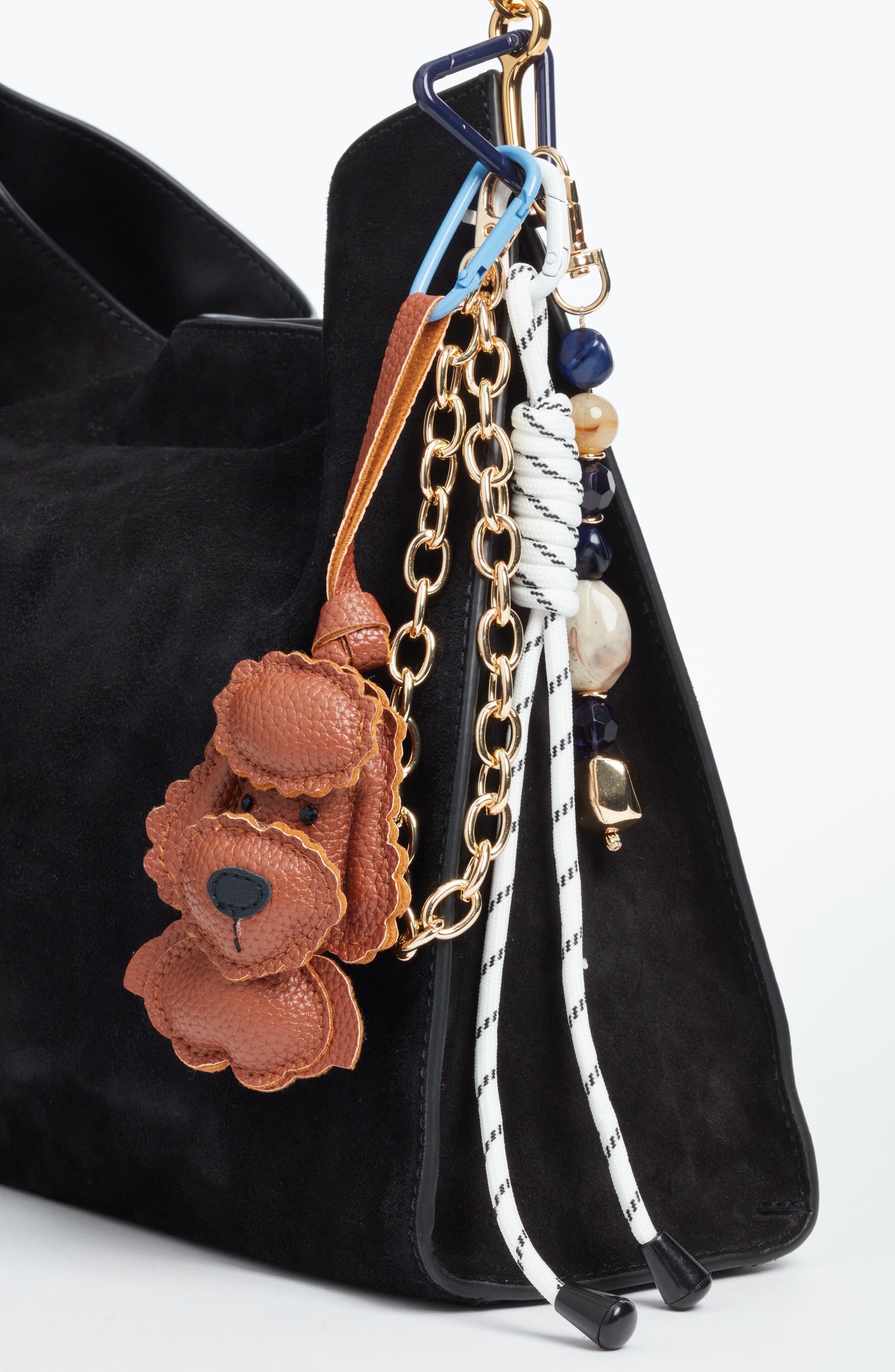 Chelsea28 Dog Cluster Bag Charm, Alternate, color, Brown Multi- Gold