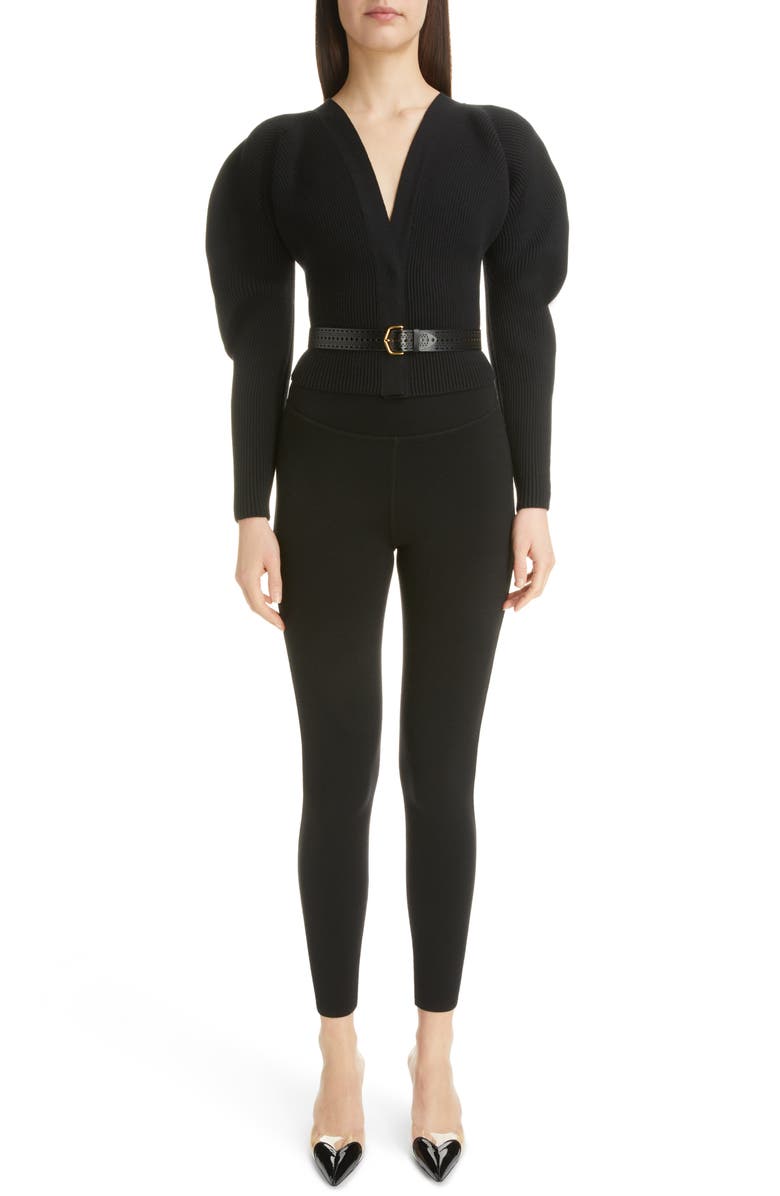 Alaïa Cocoon Sleeve Rib Cardigan, Alternate, color,