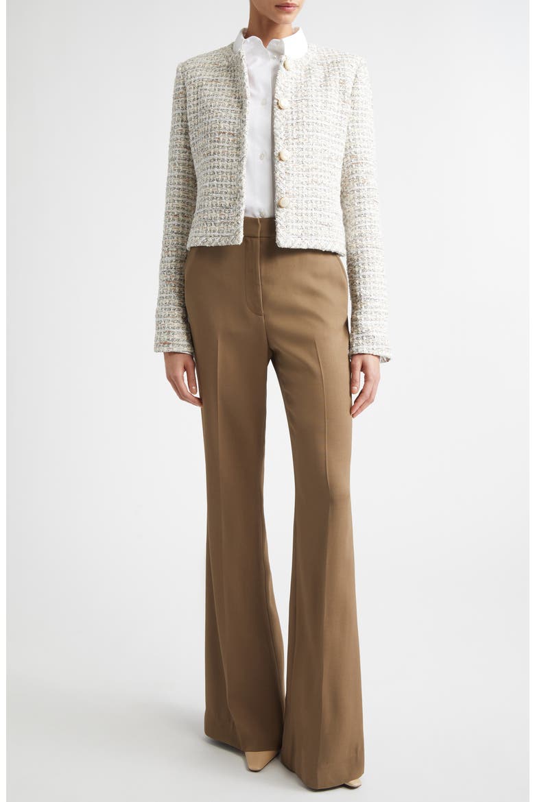 Stretch Crepe Flare Leg Pants, Alternate, color, TRUFFLE