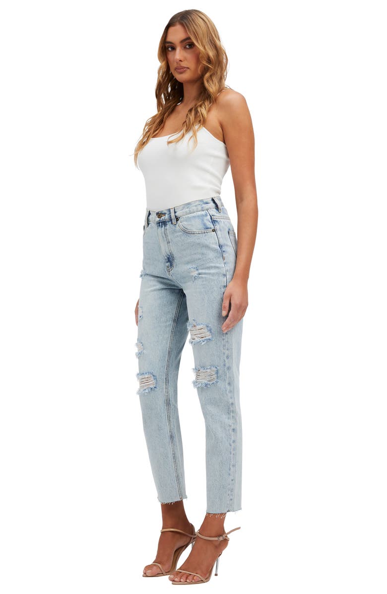 Bardot Cara Ripped High Waist Straight Leg Jeans, Alternate, color, 