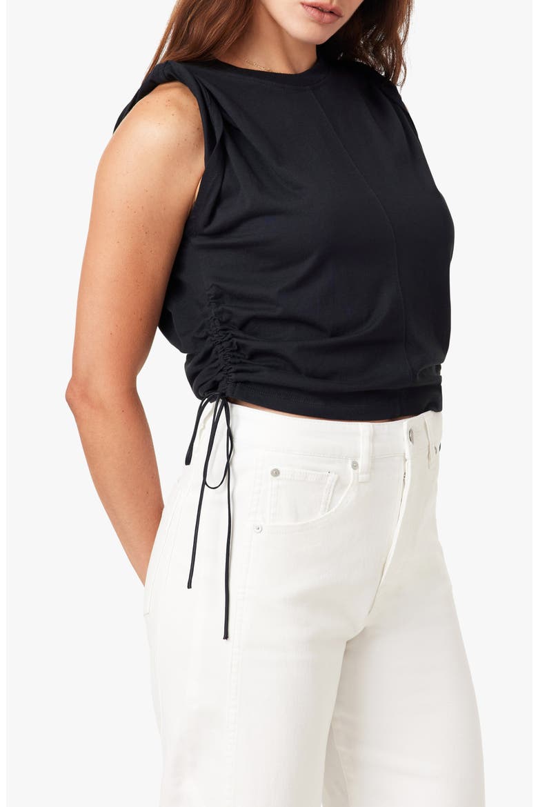 The Luna Cinched Cotton Top, Alternate, color, JET BLACK