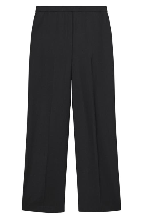 Theory Wide Leg Pull On Full Length Pants In Wool In Black