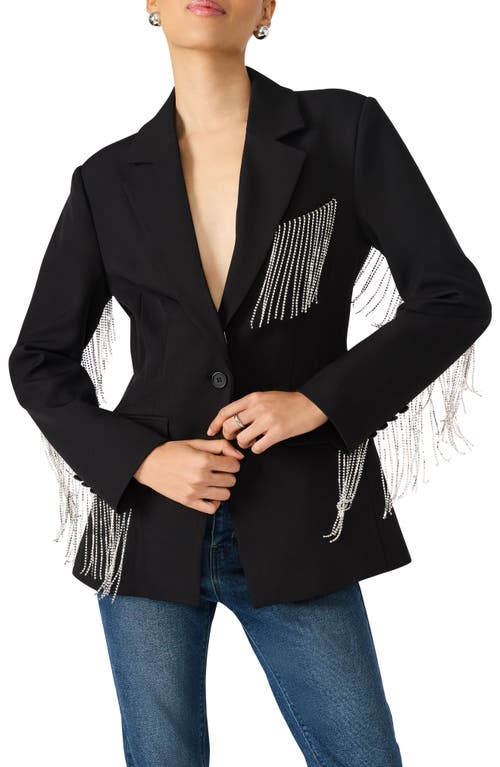 STEVE MADDEN LUXE Gem Fringe Blazer in Black  product