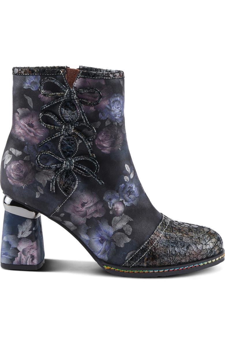 L'Artiste by Spring Step Carre Cap Toe Bootie, Alternate, color, Black Multi