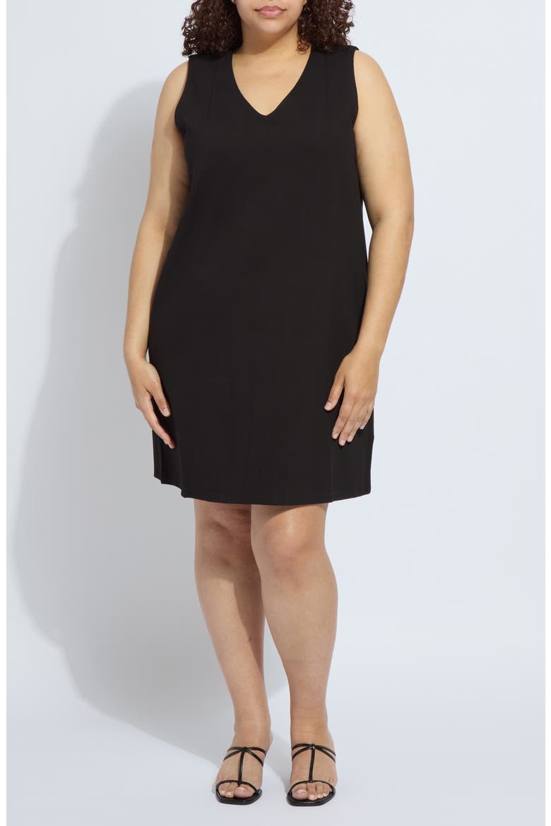 'Lyssentials Perfect A-Line Ponte Dress, Main, color, BLACK