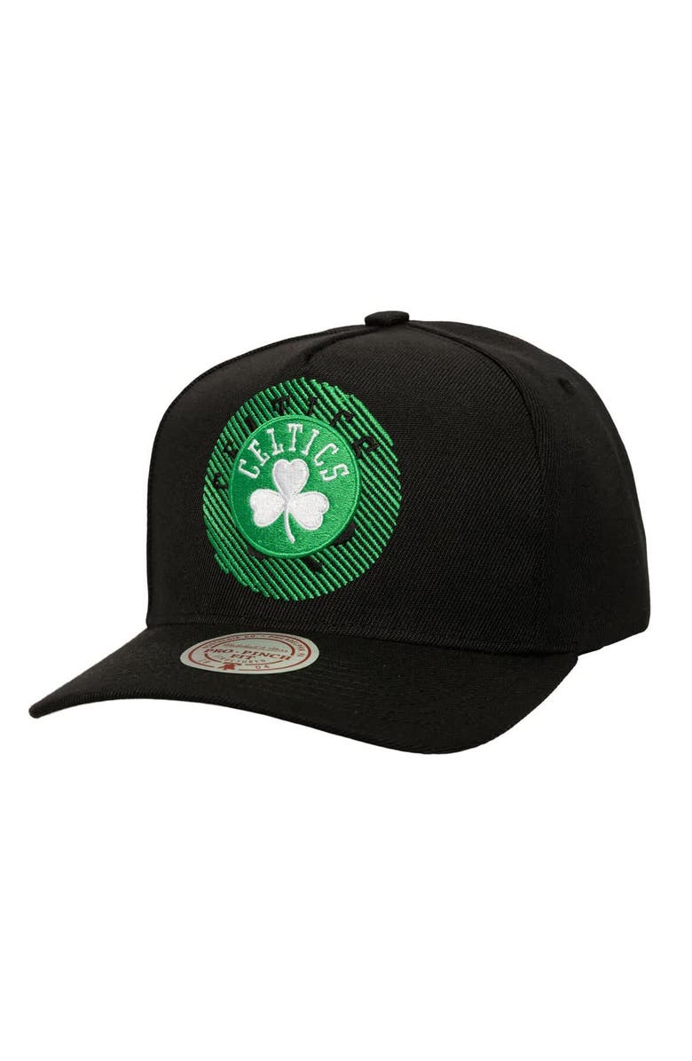 Mitchell & Ness Men's Mitchell & Ness  Black Boston Celtics Tilted Pro Pinch Adjustable Hat, Main, color, Black