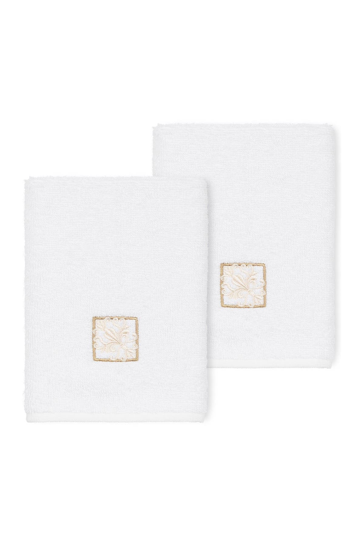 Linum Home Textiles Vivian Embellished Washcloth - Set of 2 - White