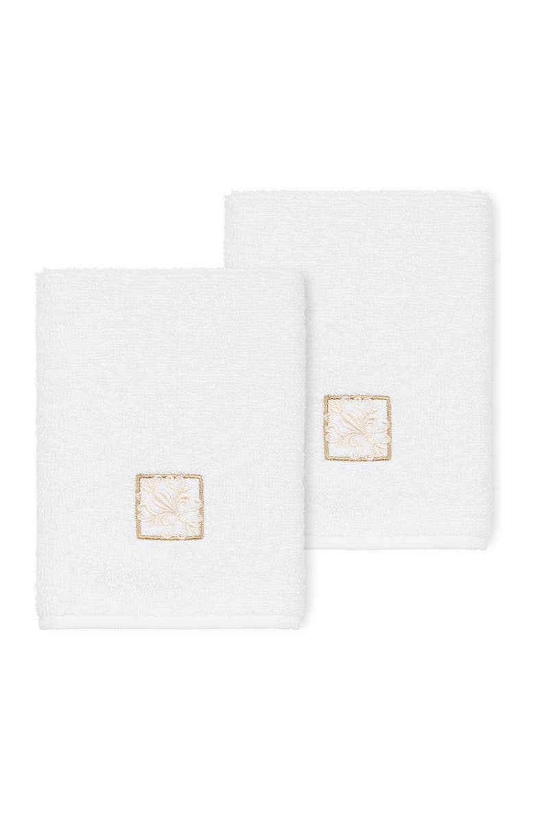 Linum Home Textiles Vivian Embellished Washcloth - Set of 2 - White, Main, color, White