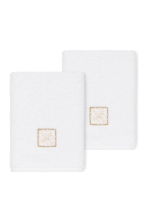 Vivian Embellished Washcloth - Set of 2 - White