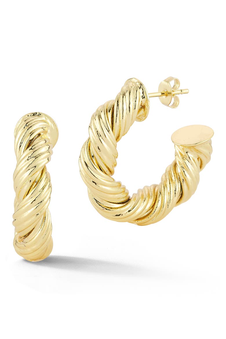 Twist Hoop Earrings, Main, color, GOLD