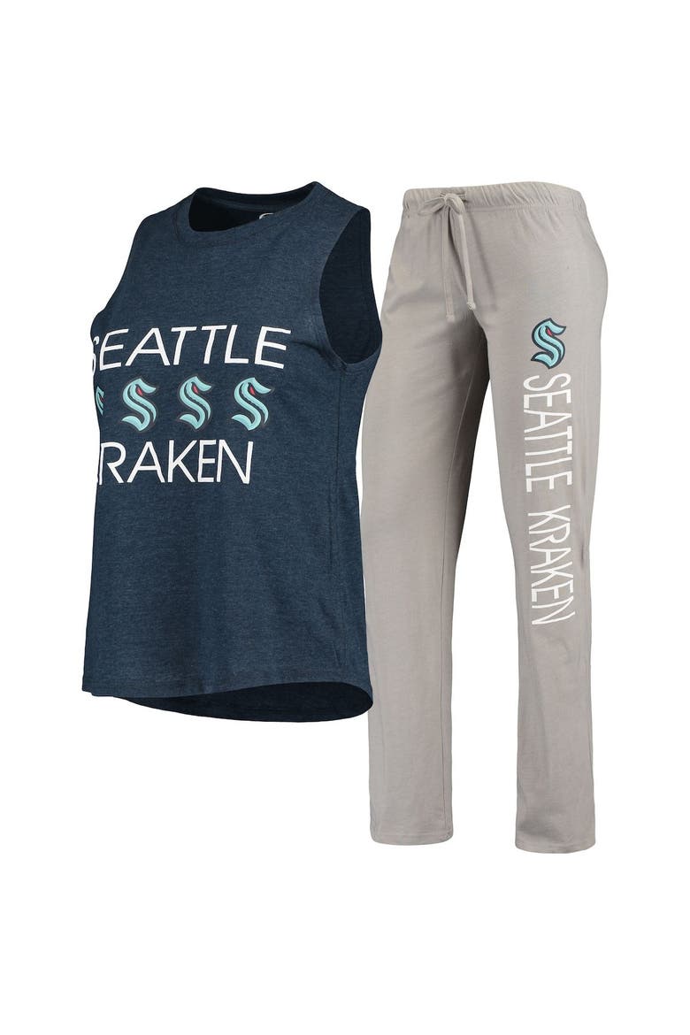 Women's Concepts Sport Deep Sea Blue/Gray Seattle Kraken Meter Tank Top & Pants Sleep Set, Main, color, Navy