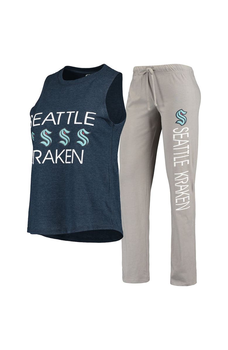CONCEPTS SPORT Women's Concepts Sport Deep Sea Blue/Gray Seattle Kraken Meter Tank Top & Pants Sleep Set, Main, color, Navy