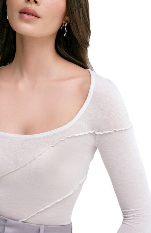 Marcella Melody Ruffle Seam Semisheer Jersey Top In Mist