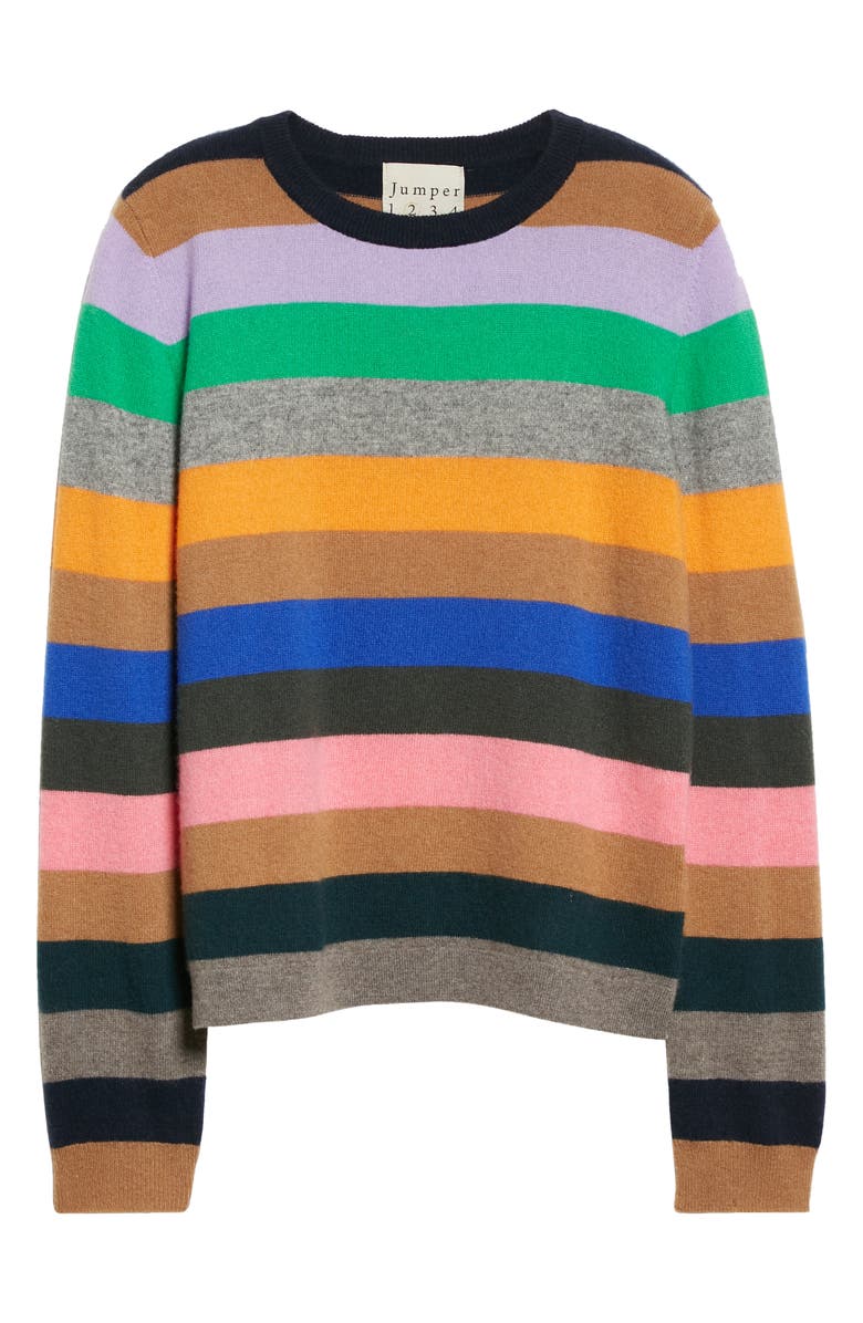 JUMPER 1234 Multistripe Crewneck Cashmere Sweater, Alternate, color,