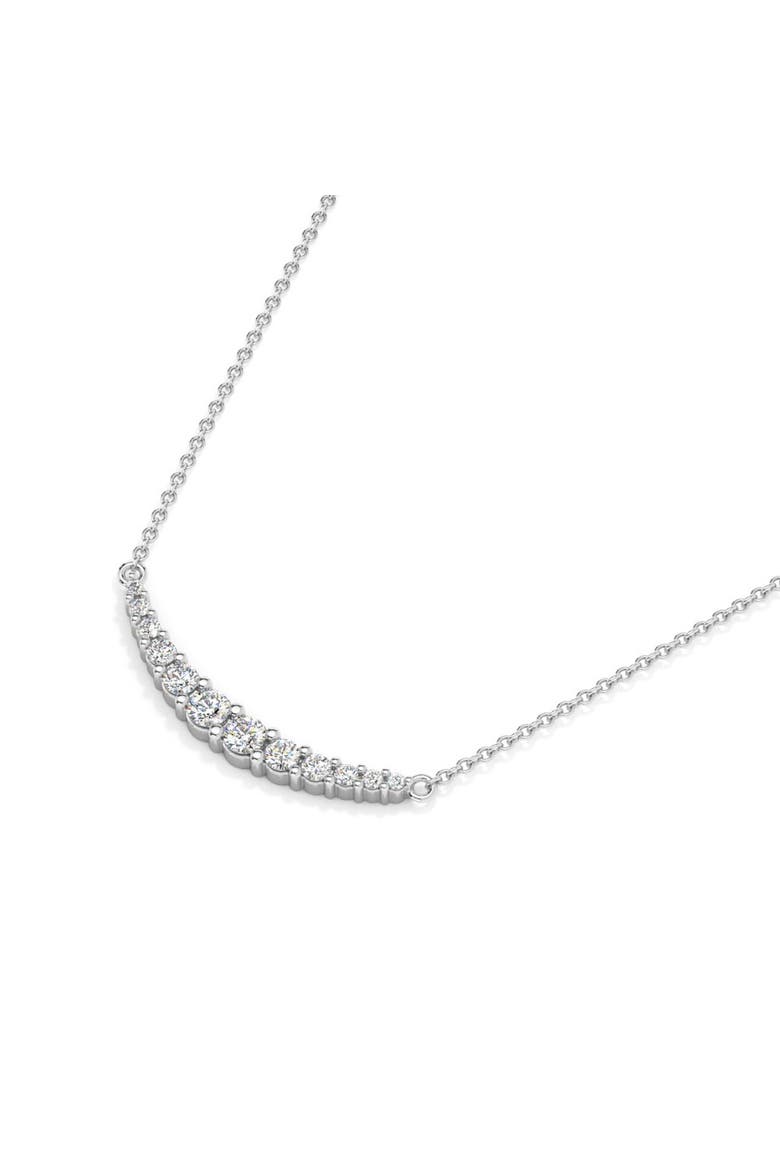 1/2Ct TW Diamond Graduated Bar Necklace 14k Gold Lab Grown Pendant 28mm, Alternate, color, 14k White Gold