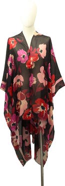 Kate Spade New York fall poppies silk ruana
