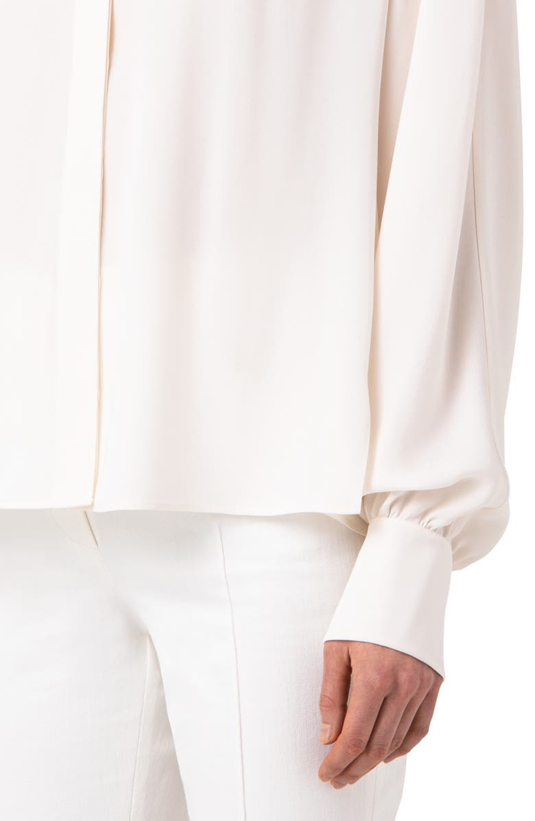 Akris Mock Neck Silk Crêpe de Chine Blouse, Alternate, color, 