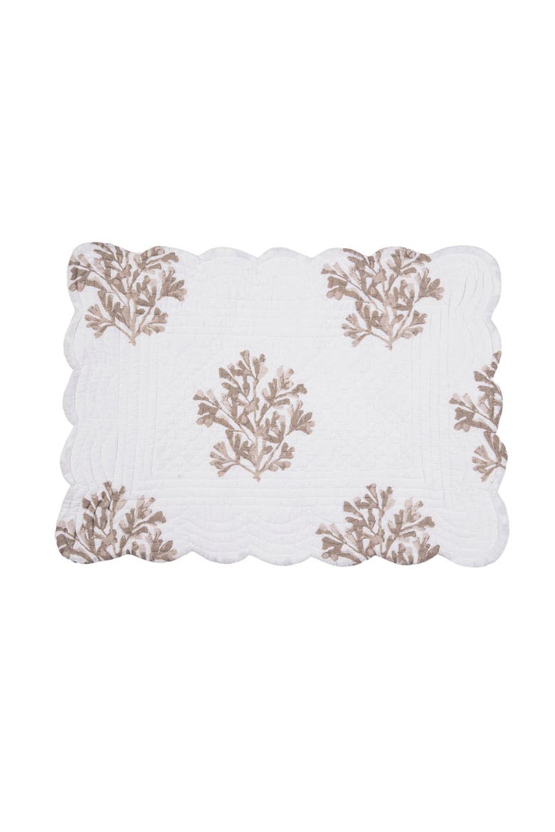 Barley Coast Shells 100% Cotton Quilted Set of 6 Placemats 13" x 19", Alternate, color, Brown
