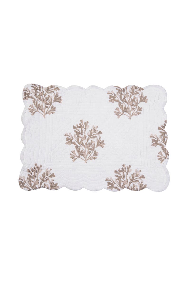 C&F Home Barley Coast Shells 100% Cotton Quilted Set of 6 Placemats 13" x 19", Alternate, color, Brown