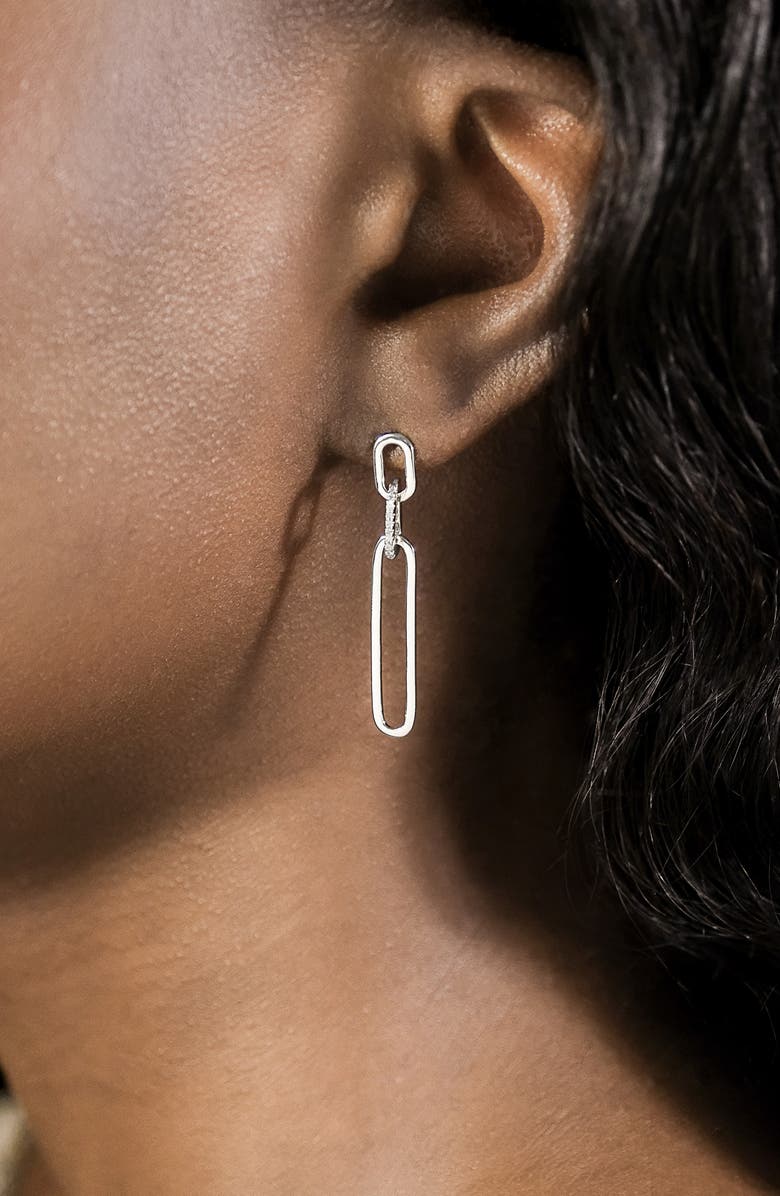 Sterling Forever Chelle Cubic Zirconia Mix Link Drop Earrings, Alternate, color, Silver