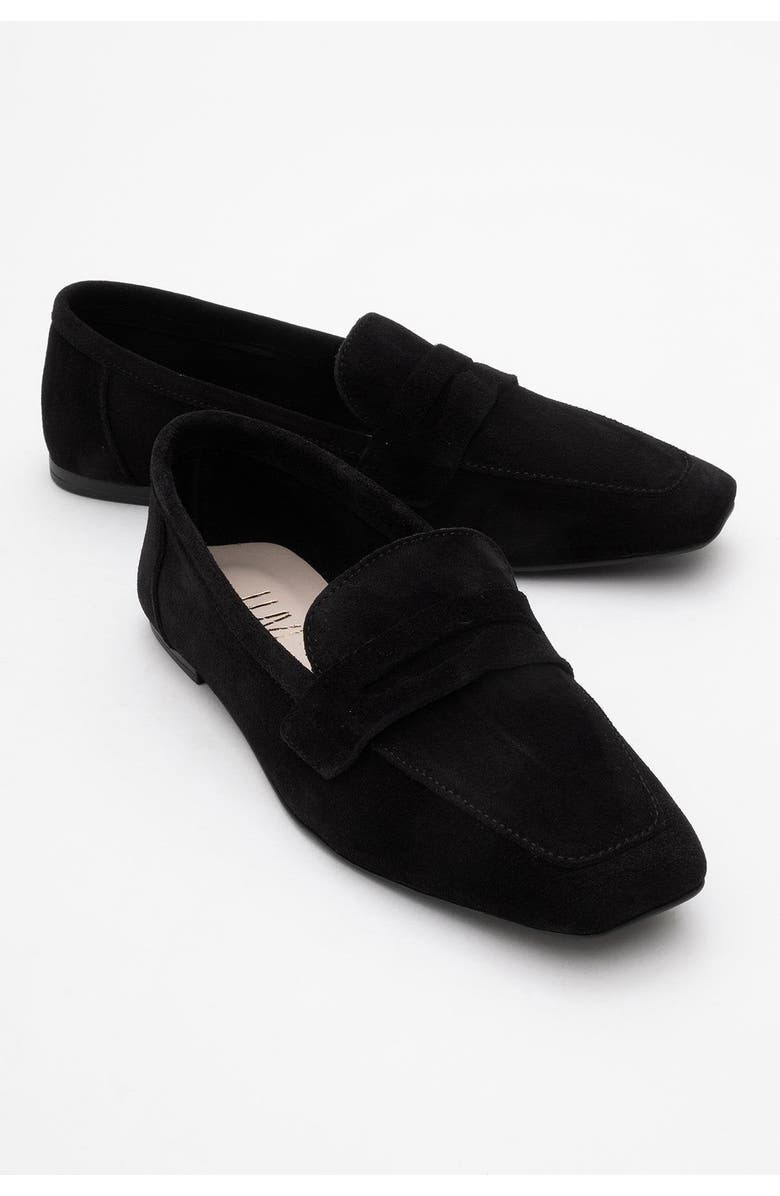 Forever & Always Shoes Morne Leather Loafers, Main, color, Black Suede Leather
