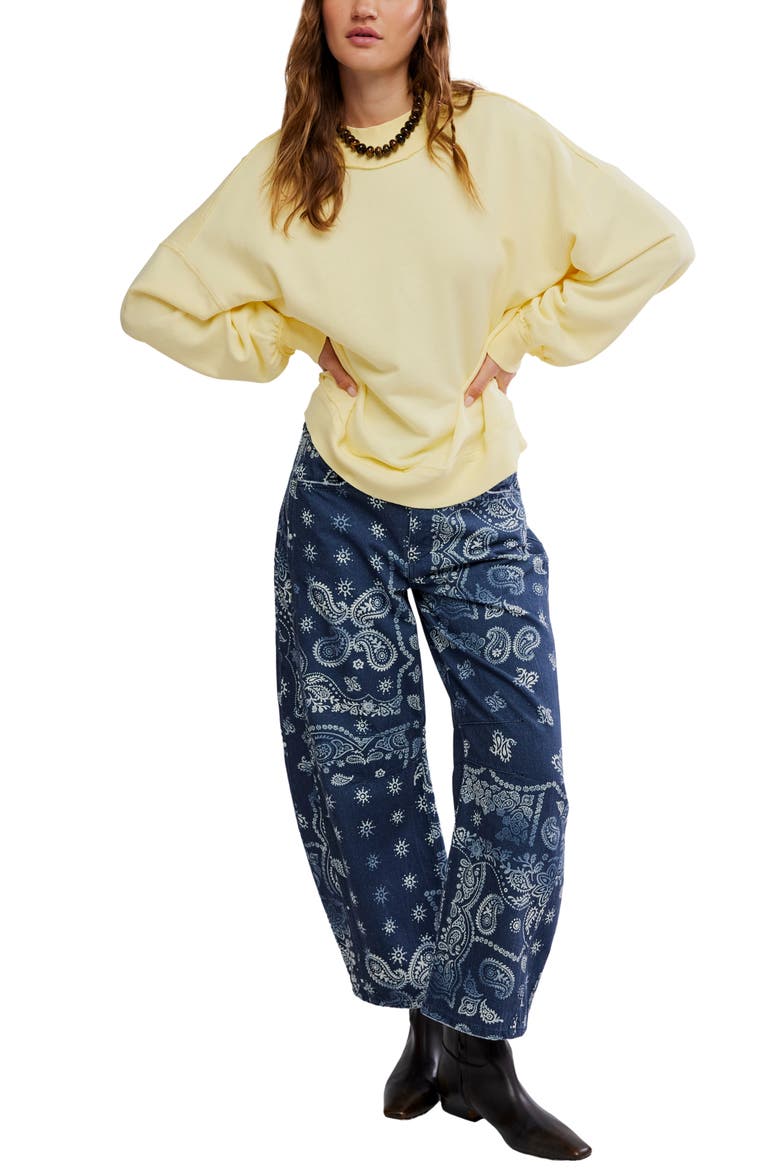 Palm Springs Mock Neck Cotton Fleece Sweatshirt, Alternate, color, BANANA CREAM
