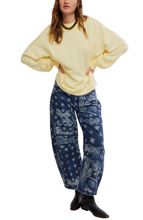 Free People Palm Springs Mock Neck Cotton Fleece Sweatshirt In Yellow