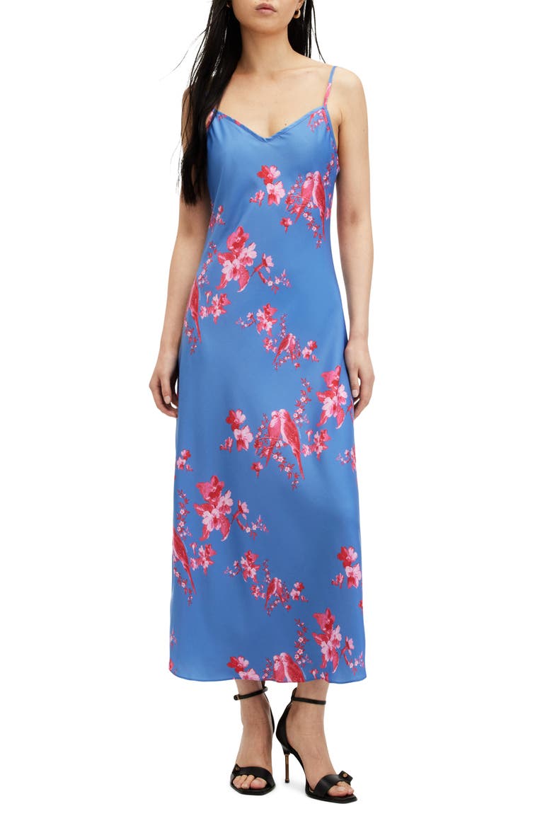 Bryony Iona Floral Print Slipdress, Main, color, NEON PINK