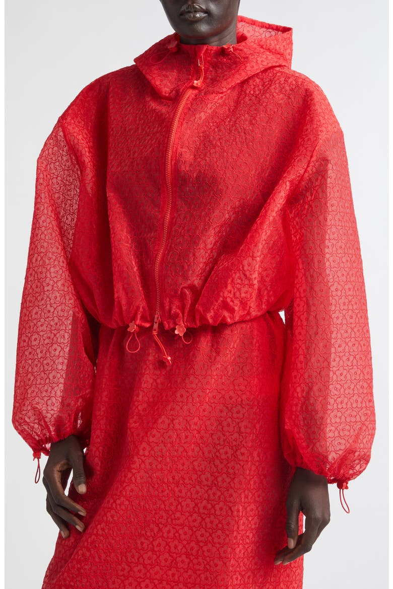Aisha Windflower Embroidered Sheer Organza Jacket, Alternate, color, RED