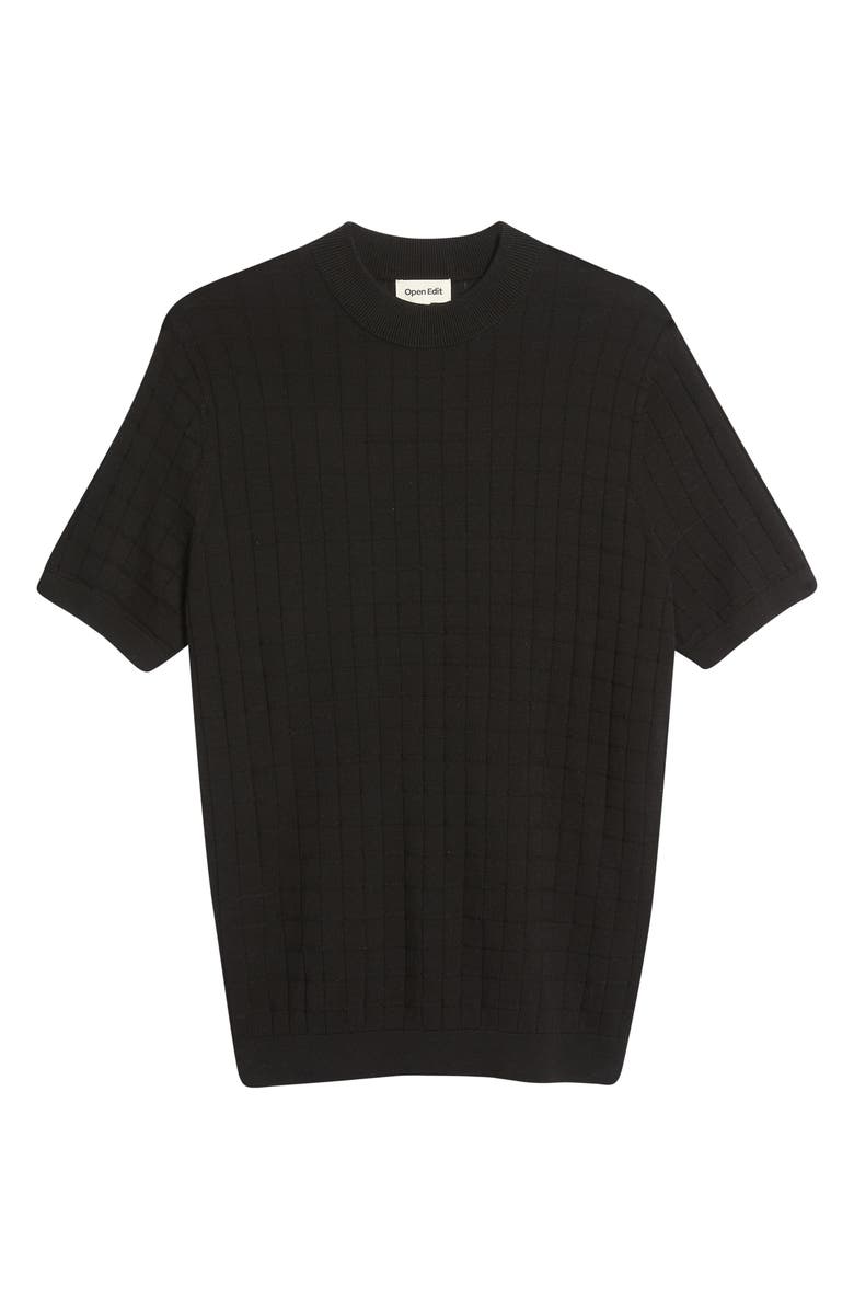 Open Edit Grid Pattern Short Sleeve Sweater, Alternate, color,