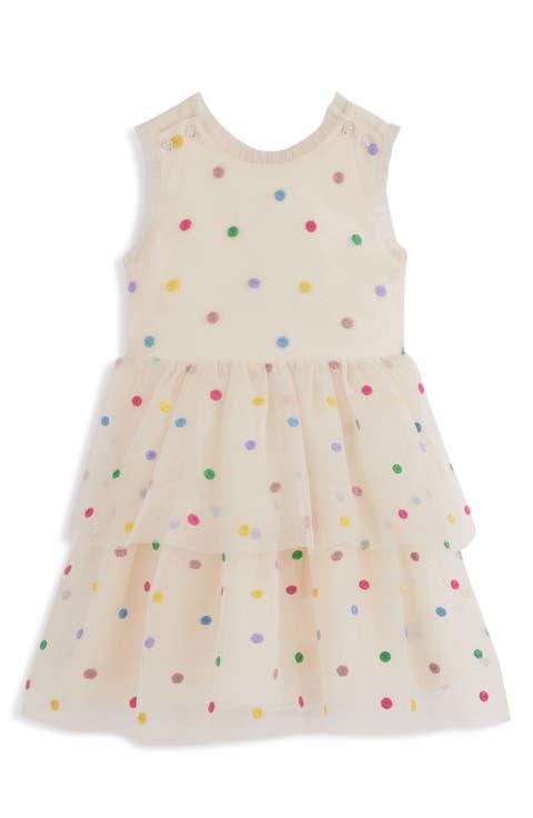 Kids' Open Crossback Stitched Dots Tiered Dress (Toddler, Little Kid & Big Kid)