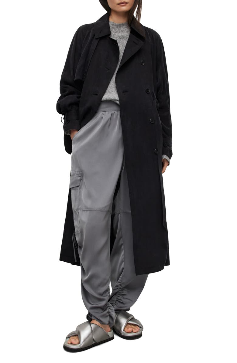 AllSaints Kikki Relaxed Fit Double Breasted Trench Coat, Alternate, color,