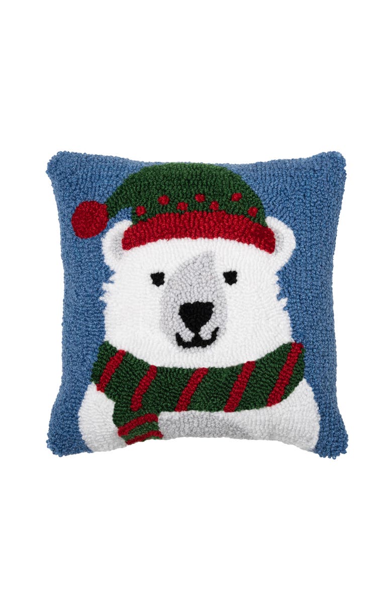 C&F Home White Polar Bear Christmas Accent Pillow, 12" x 12", Main, color, Blue