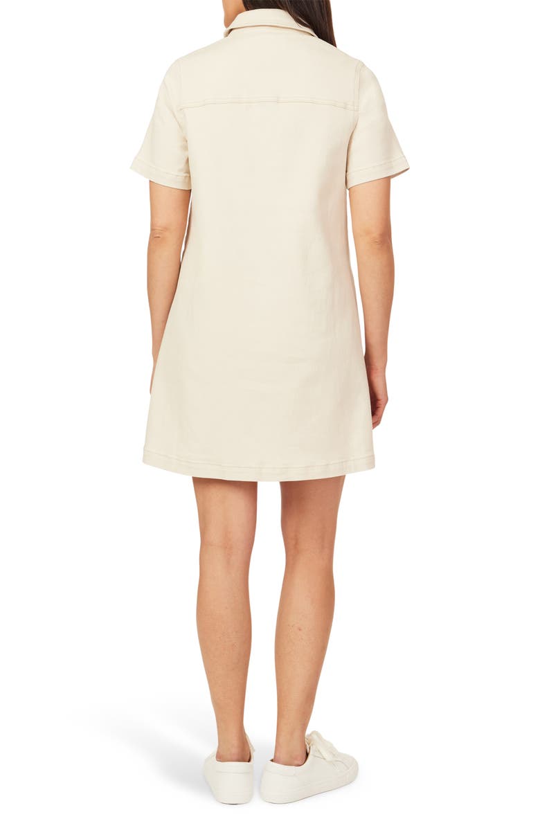 Scotch & Soda Short Sleeve Denim Polo Dress, Alternate, color, Ecru