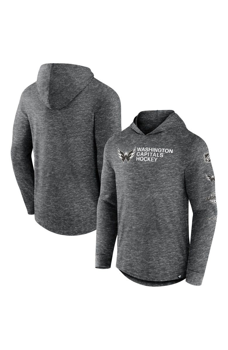 FANATICS Men's Fanatics Branded  Heather Charcoal Washington Capitals Stacked Long Sleeve Hoodie T-Shirt, Main, color, 
