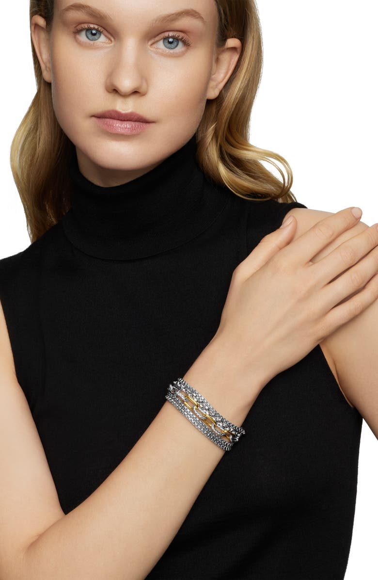 David Yurman Multi-Row Chain Bracelet with 18K Yellow Gold, Alternate, color, 