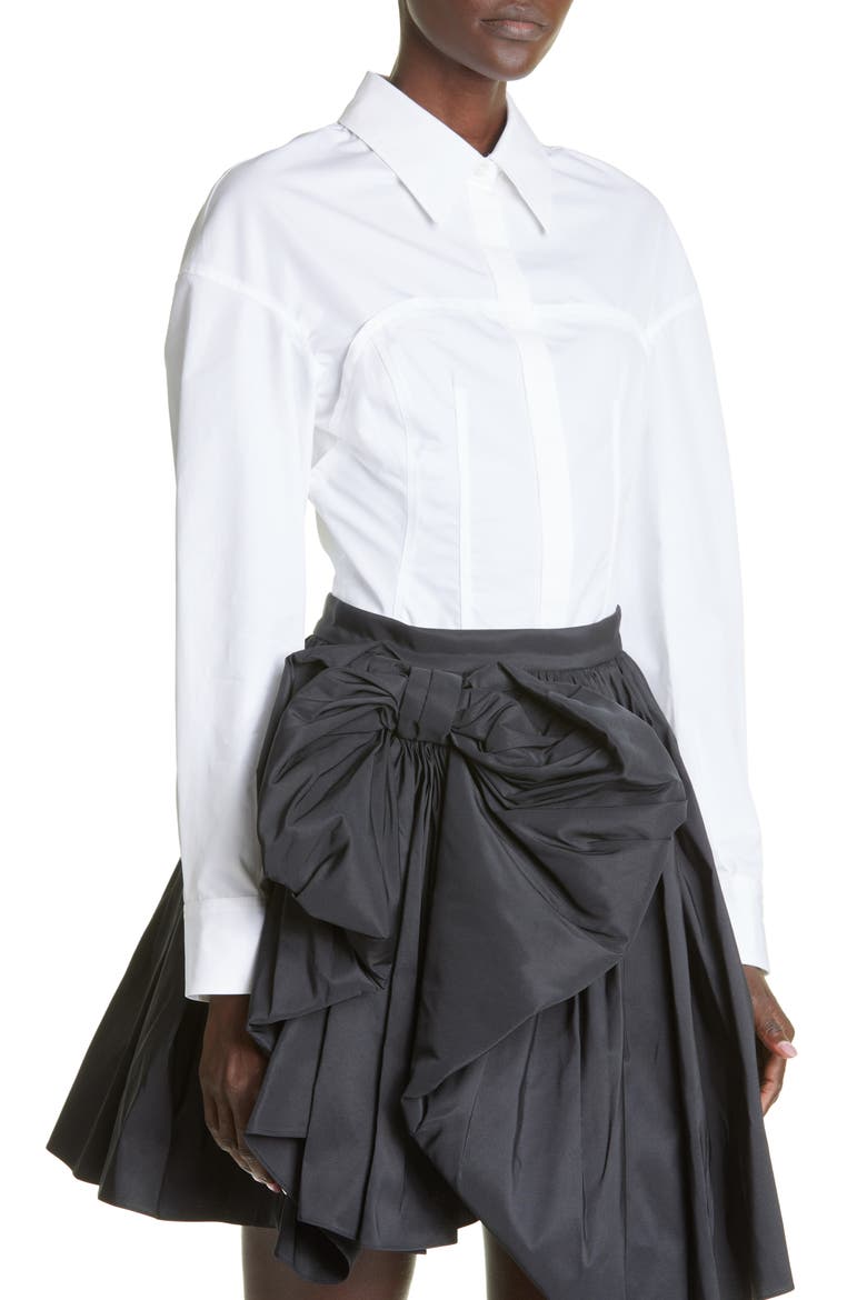 Bustier Stitch Cotton Poplin Top, Alternate, color, OPTICAL WHITE