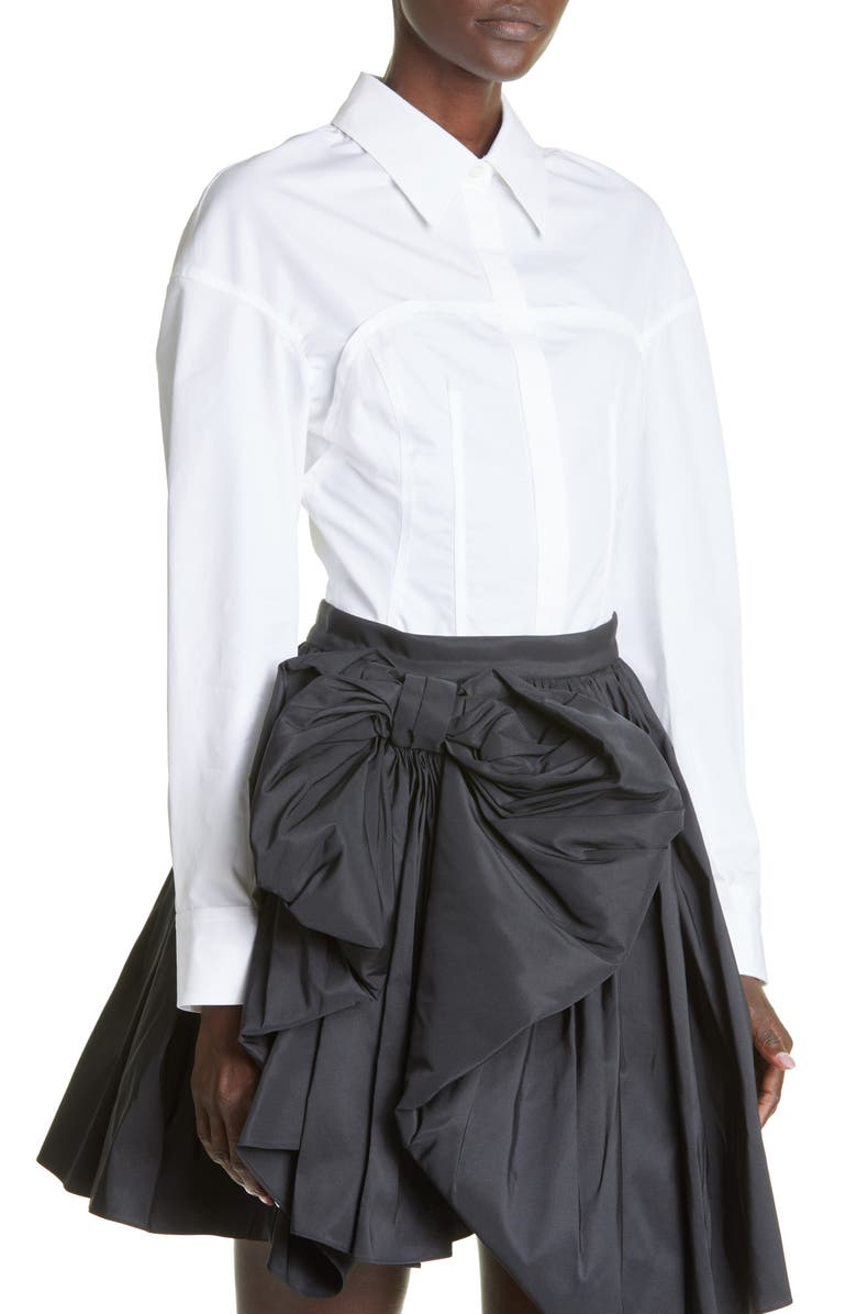 McQueen Bustier Stitch Cotton Poplin Top, Alternate, color, 