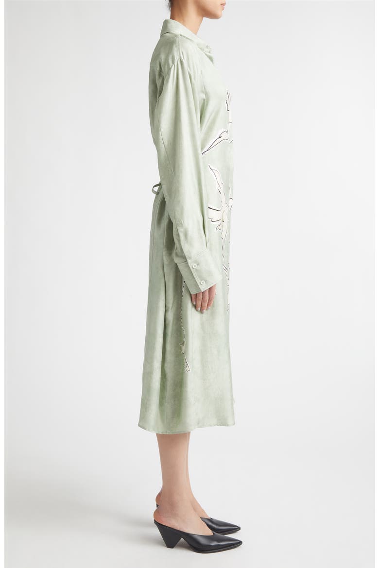 Floyd Long Sleeve Silk Shirtdress, Alternate, color, 379398 DESERT SAGE BIRD